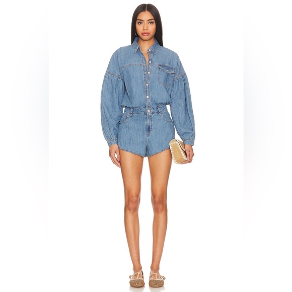 Free People/We The Free Zodiac Chambray One-Piece - Picture 3 of 8
